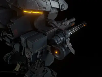 Mech Low-poly 3D model PBR Game ready robot with guns Low-poly 3D model