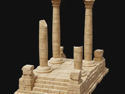 ANCIENT RUINS DESERT SAND STONE OLD TEMPLE EGYPT AAA COLLECTION Low-poly 3D model