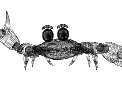 Cute Realist Cartoon Crab Game-Ready and Animated 3D model