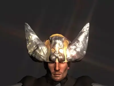 Winged bear viking helmet Low-poly 3D model