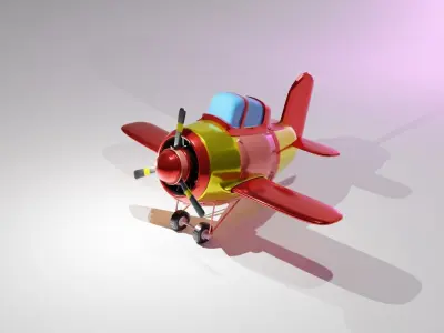 Cartoon stylized airplane Low-poly 3D model Low-poly 3D model