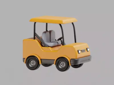 Golf Cart Cartoon Low-poly 3D model