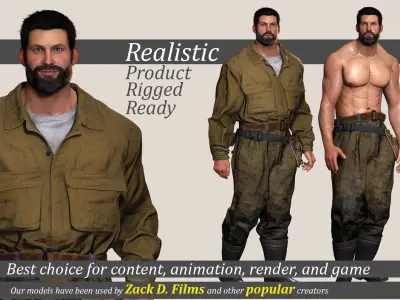 Rick Military Mechanic Game-Ready Repairman Character Low-poly 3D model