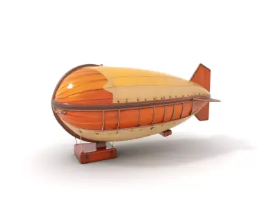 Vintage Airship Wood model pack Low-poly 3D model