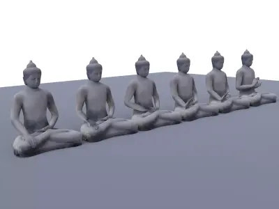 Borobudur 3D Model - The Six Mudras Buddha Statue Only- Low-poly 3D model