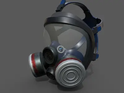 Gas mask helmet 3d model military combat  Low-poly 3D model