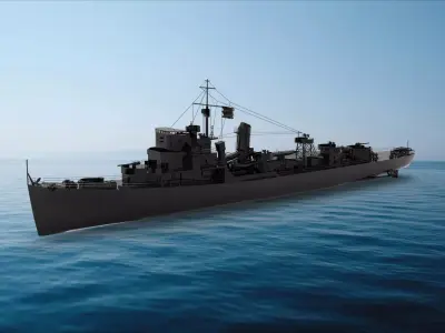 USS Buckley Destroyer Escort 3D model