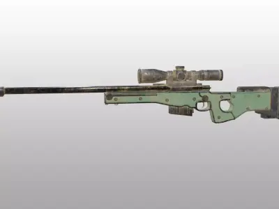 AWM gun 3d model game assest Free 3D model