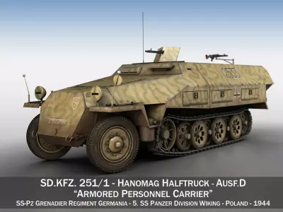 SDKFZ 251 Ausf D - Half-track - 2533 3D model