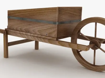 Wooden Wheelbarrow 3D model