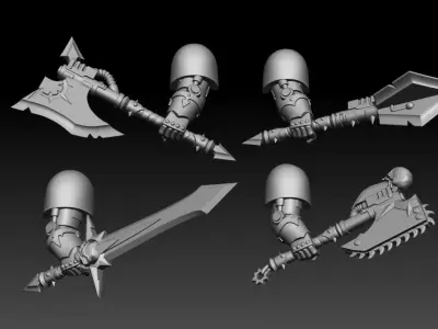 4 HANDS WITH POWER WEAPONS 3D print model