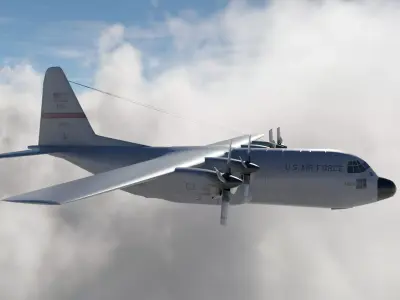 Military C-130 Cargo Transport Plane Low-poly 3D model