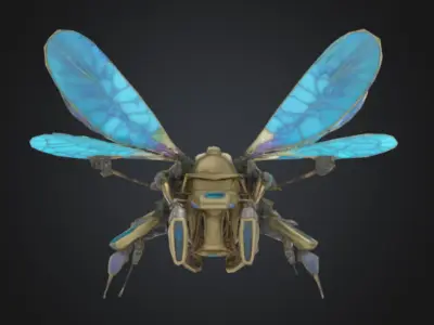 Cyber Fly Low poly game ready - not rigged Low-poly 3D model