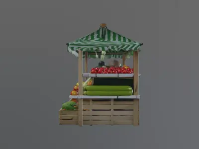 fruit vendor stall Free 3D model