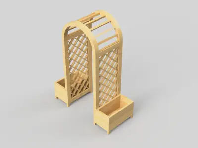 Trellis arch Arbor with planters Pergola 3D print model