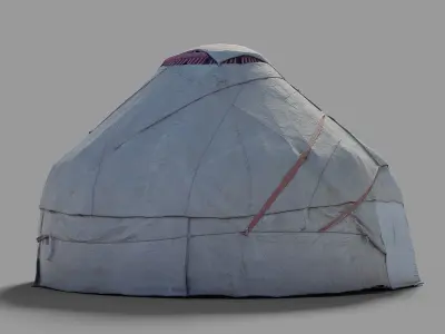 Yurtt yurt made out of cloth Low-poly 3D model