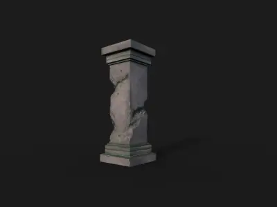 Cracked Pillar Low-poly 3D model