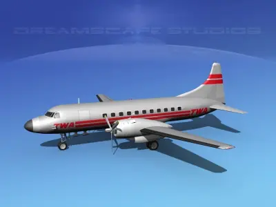 Convair CV-340 Trans World 3D model