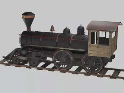 Steam Locomotive Old Train 2 Low Poly 3D Model Low-poly 3D model