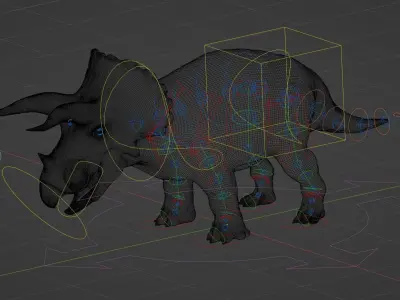 Triceratops- PBR-Rigged-includes stylized statue version 3D model