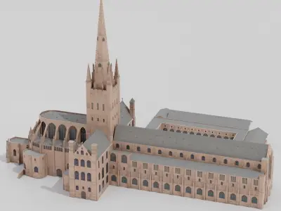 Norwich Cathedral Low-poly 3D model