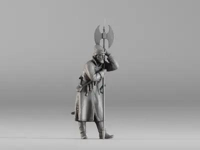 001639 Guard at Rest Medieval Halberd Soldier 3dp 3D print model