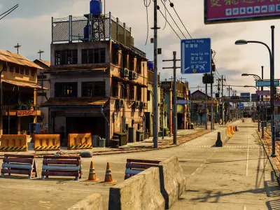 ASIAN ENVIRONMENT SCENE - HONGKONG COMPLETE 3D ASSET DEMO FILE Low-poly 3D model