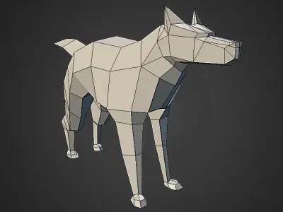 Low Poly Wolf polygonal dog Free low-poly 3D model