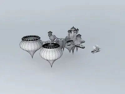 Fantasy floating world Free 3D model