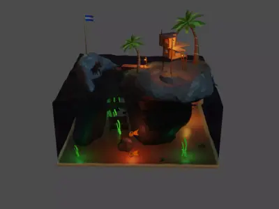 Night Island Low-poly 3D model