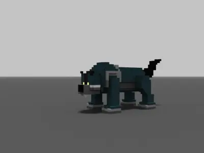 Wolfie pixel dog in minecraft Low-poly 3D model
