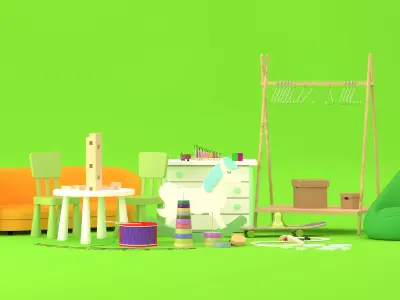 Toy Collection set of furniture 3D model