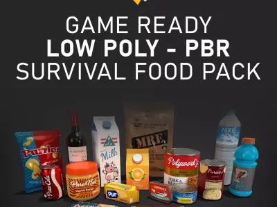 Survival Food Pack of 18 Items Low-poly 3D model