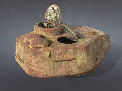T-34-85 Turret Rusted Low-poly 3D model
