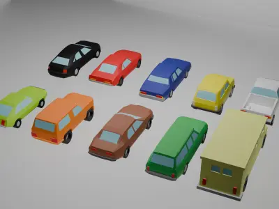 Low Poly Car Pack - 10 Unique Models for Your Projects Free low-poly 3D model