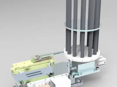Pneumatic division rotary feeding mechanism 3D model