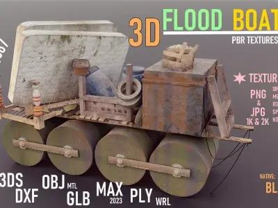 Flood Boat Low-poly 3D model