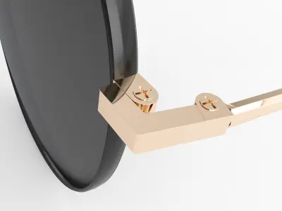 Sunglasses round - gold 3D model