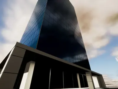 Office Glass Building or Commercial  Low-poly 3D model