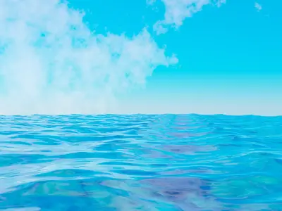 ocean with clouds in sky 3D model
