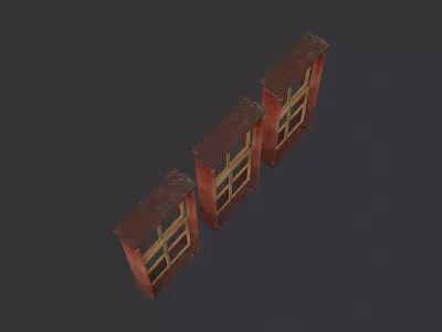 Three Panel Ornate Wood Window Low-poly 3D model