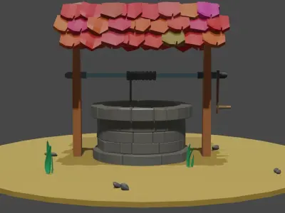 Low Poly Well 3D Model Low-poly 3D model