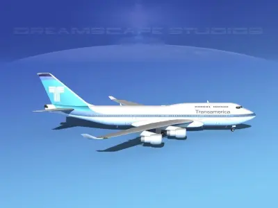 Boeing 747-400 TransAmerica 3D model
