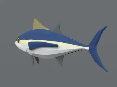 Low Poly Cartoon Tuna Fish Low-poly 3D model