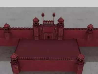 Delhi Red Fort 3D Model Historic Architecture Low-poly 3D model