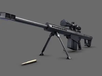 Barrett M107A1 sniper rifle  Low-poly 3D model