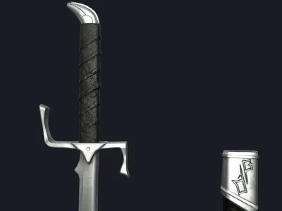 Elegant Scimitar Low-poly 3D model