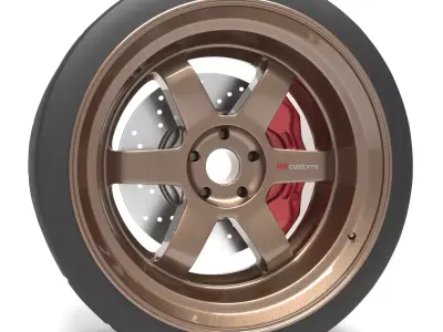 Wheel TE37v  Low-poly 3D model