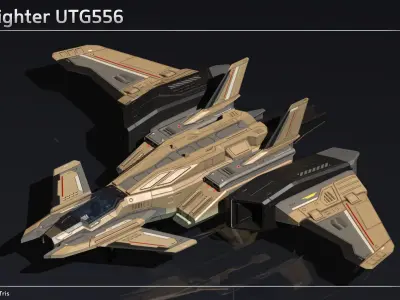 Scifi Fighter UTG556 Low-poly 3D model