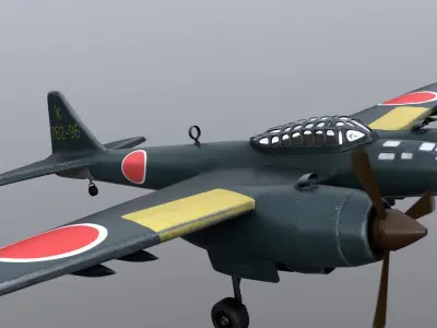 WWII Japanese Jet Bomber Yokosuka P1Y Ginga Low-poly 3D model